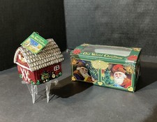 Old World Christmas Glass Blown Ornament, Barn With OWC Gift Box 