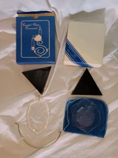 Lot of 2 Vintage Henco Crystal Clear Ornament Decorations baby Jesus peace dove