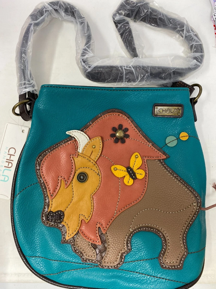 Chala Handbags Buffalo Deluxe Crossbody Handbag Teal Blue Unique
