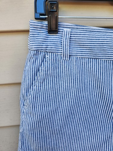 Dalia Collection Blue Pinstripe Shorts SIZE 4 100% Cotton - Picture 4 of 10