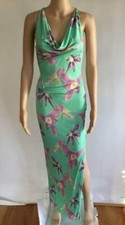GIANNI VERSACE SEXY ORCHID PRINT HIGH SLIT GOWN SS/1999 SZ IT 40 VERY RARE!