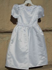 Jolene Brighton Beauty White Satin Flower Girl Dress Communion Baptism Wedding 5