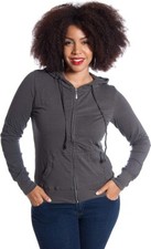 Active USA Womens Basic Zip Up Hoodie BLACK SMALL