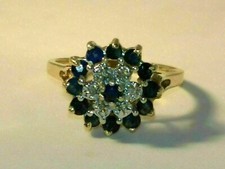 2Ct Lab Created Diamond Round Blue Sapphire Engagement Ring 14K Yellow Gold Over