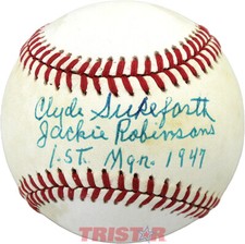 CLYDE SUKEFORTH SIGNED NL BASEBALL JACKIE ROBINSON'S 1ST MGR 1947 PSA