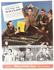 OLD VINTAGE ADVERT ROYAL CROWN COLA DRINK BOB HOPE  c1944 ENTERTAINING TROOPS