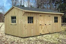 10' x 16' Saltbox Roof Style Storage Shed Plans, #71016