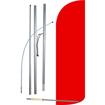 Solid Red Flag with Flag Pole and Spike