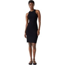 & OTHER STORIES Fitted Black Ribbed Open Back Midi Dress Size Small