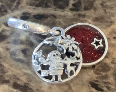 Authentic Silver Pandora Santa Love Peace Joy Dangle Charm Red Enamel S925 ALE