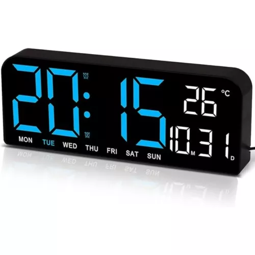 LED große digitale Wand Schreibtisch Uhr Fernbedienung Temperatur Datum Wochenanzeige - Bild 2 von 15