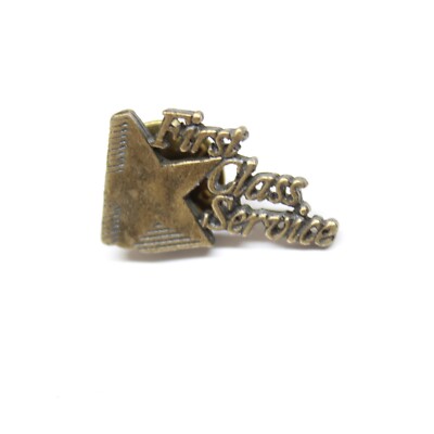 First Class Service Pin Star Lapel Enamel Collectible Brass Tone Award