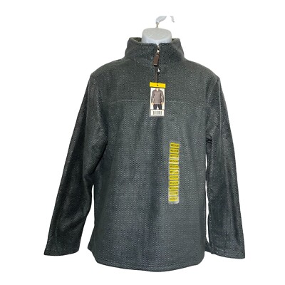 London Fog Mens Zip Fleece Pullover Jacket Sherpa Lined 1/4 Zip Black Size M