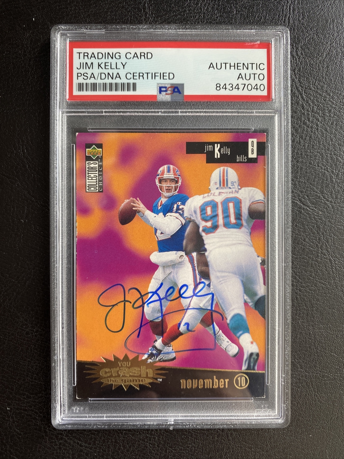 Jim Kelly Autographed Signed Buffalo Bills 1996 Crash The Game Auto PSA/DNA Slabbed Card 