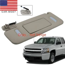 For 2007-2014 Chevrolet GMC 22850306 Gray Left Driver Side Sun Visor w/ Light