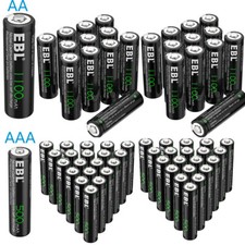 Lot EBL AA AAA Rechargeable NI-Mh Batteries  1.2V Double A  3A Battery