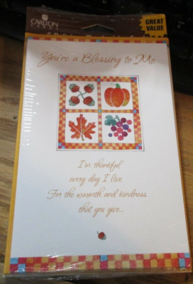 Set of 6 ''You're a Blessing to Me'' Thanksgiving Greeting Cards & Envelope NIP 