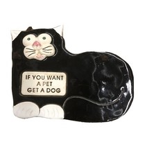 Vintage 1994 Smoky Mountain Pottery Cat Placque Sign Made In USA Original