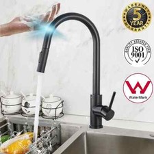 Touch Sensor Kitchen Sink Mixer Taps Black Pull Out Single Lever Faucets  360°
