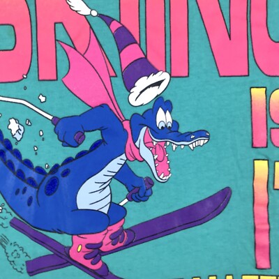 vintage 90s WALT DISNEY BLIZZARD BEACH SKIING IS IT ICE GATOR T