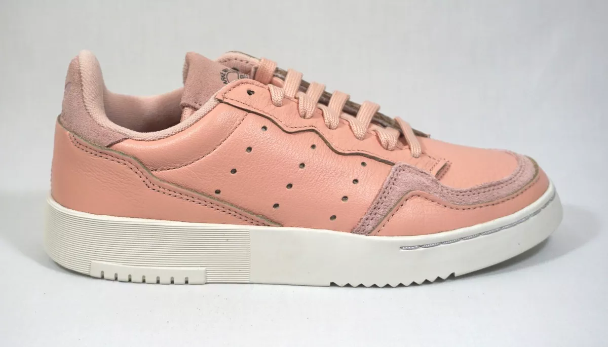 NEW Adidas Women s Original Pink Super Court Leather Shoes Lace Up Size 5.5