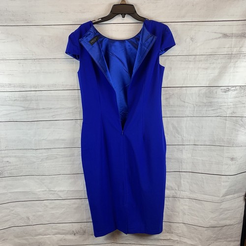 Dress Large 8 10 blue black colorblock Cocktail Wedding sheath Slimming Fashion - Picture 4 of 12