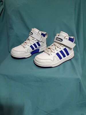 Adidas Postmove Cloudfoam, Blue/White, Big Kids Size 12, High Top Sneakers 