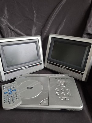 Kawasaki PVS1965 Dual LCD Screen Mobile Portable DVD Player W/ Remote & Case