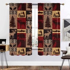Rustic Cabin Blackout Curtains for 45"W x 42"L Pack of 2 Bears