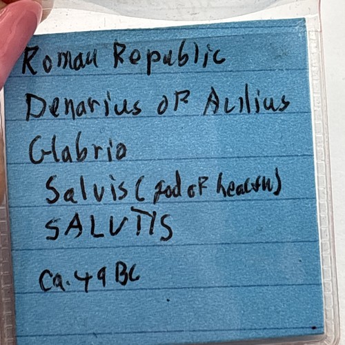 República Romana Denario de Acilio Glabrio Salus Ca. Moneda antigua de plata 49 a.C. - Imagen 5 de 6
