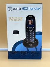 Ooma HD2 Handset Cordless Phone with Base - Black. Picture Caller ID. 2nd Line.