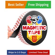 Super Sticky Magnetic Tape 10 feet x 1 inch - Stong Magnet Strip with Adhesiv...
