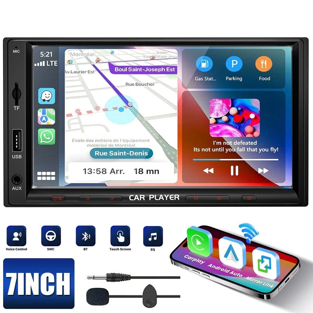 With Apple/andriod Carplay Navi Double Din Car Stereo Touch 