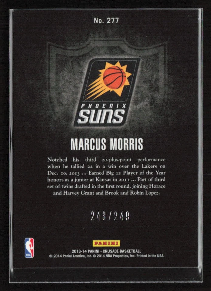 Marcus Morris 2013-14 Panini Crusade #277 Crusade Teal /249 Phoenix Suns - Image 2 of 2