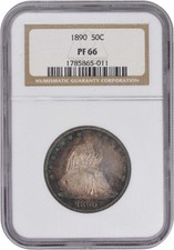 1890 Liberty Seated Silver Half Dollar PR65 PCGS