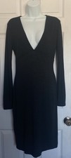 Women’s Forever 21 Black Long Sleeve Vneck Knee Length Dress