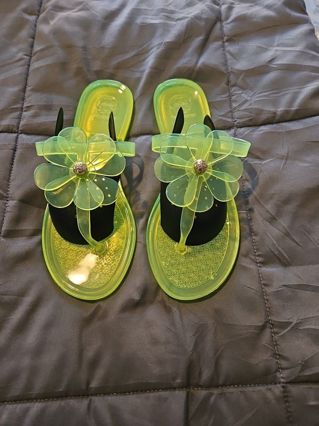 Tory Burch Miller Jelly Thong Sandals, which are a slip-on style sandal Size 10