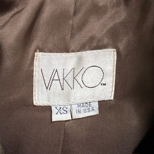 VTG Vakko Brown Pebbled Leather Bomber Jacket Womens XS USA Distressed Snap Zip - Picture 3 of 14