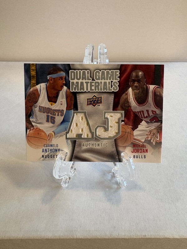 2009-10 Upper Deck - Dual Game Materials Michael Jordan, Carmelo Anthony #DG-NK