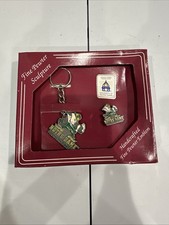 Vintage University of Notre Dame Fighting Irish Pewter Keychain & Pin Set Sears