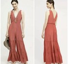 Anthropologie Embroidered Silk Jumpsuit Romper Pink Sz M By Elevenses — photo 1