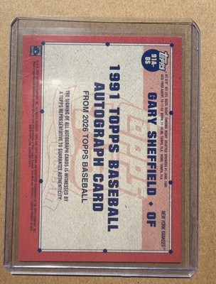 2026 Topps Series 1 1991 Autograph Gary Sheffield On Card Yankees