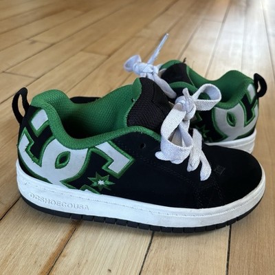 DC Shoes Court Graffik Black/Green y2k Chunky Skater Shoes Youth Size 1 Retro