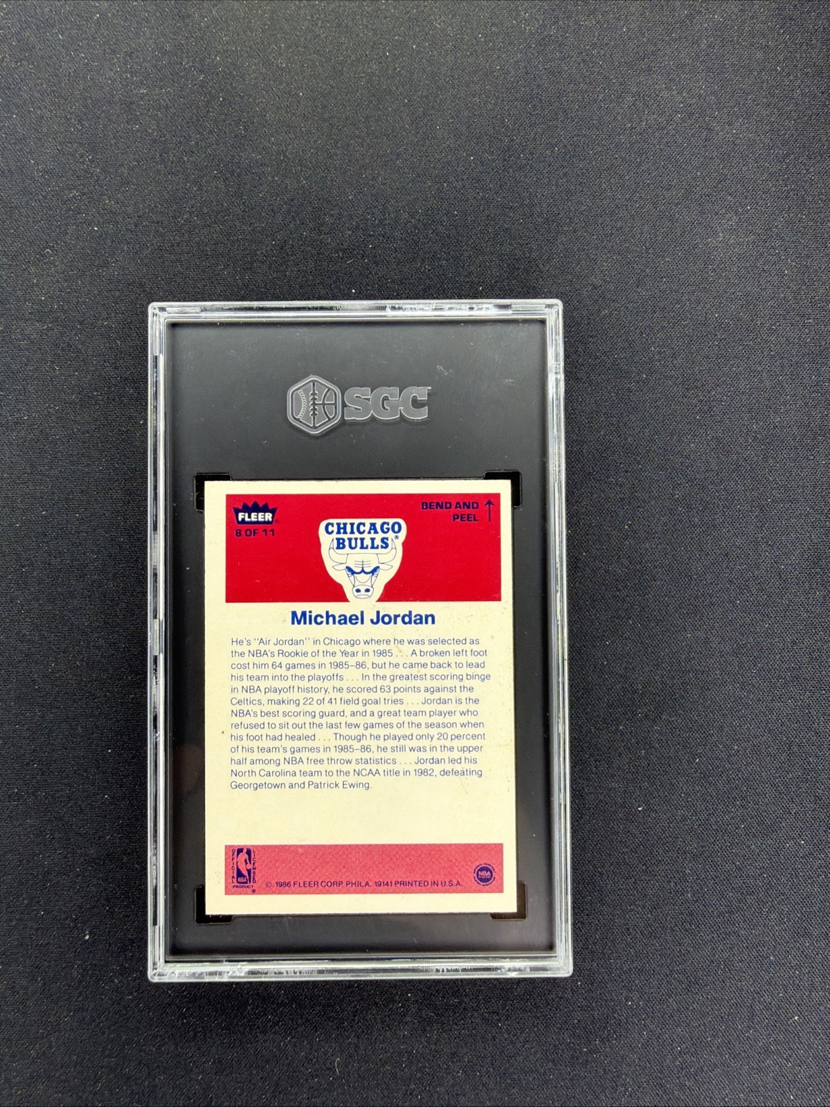 1986-87 Fleer Sticker #8 Michael Jordan Rookie (RC) SGC 6 view 2