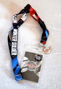Marvel Falcon Winter Soldier Metal Pendant & ID + Sticker Lanyard New NOS 2018