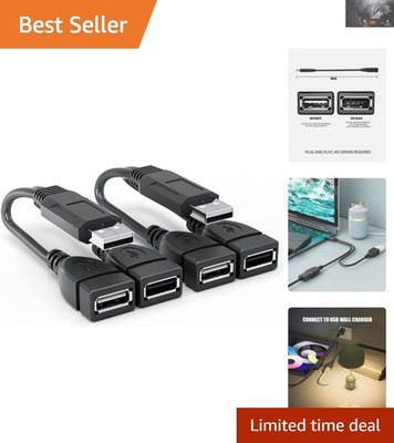 Effortless Charging & Data Sync with Blue Dual USB 2.0 Splitter Cable - 1.3 ft