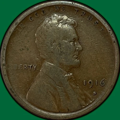 1916-S Lincoln Wheat Cent Fine F Coin #34921