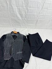 Kids World of USA 4-Piece Sz8 Formal Suit Set Boys Black Silver Houndstooth NWT