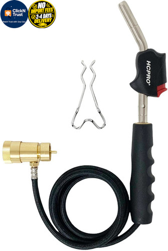 HCPRO HC-BZT5 MAPP Gas Torch Kit with 5ft Propane Hose Self-Igniting Black
