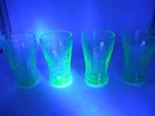 Set of 4 Anchor Hocking Uranium Green Cameo Ballerina 8 oz. Flat Tumblers
